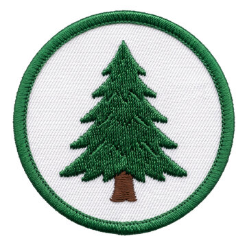 Green pine tree embroidered patch badge