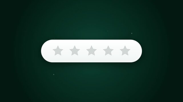 Clean and modern user interface element displaying a perfect rating of 5 stars, signifying high quality and excellent performance for customer feedback and digital product evaluation