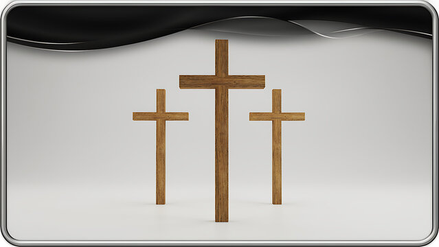 Christian wooden crosses background for Easter and Good Friday concepts