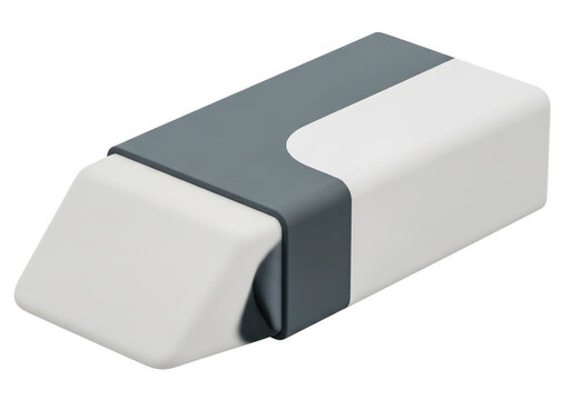 White rubber eraser with a grey cardboard sleeve