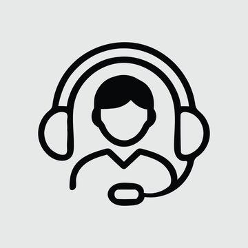 Customer support operator icon with headset and user avatar isolated on background