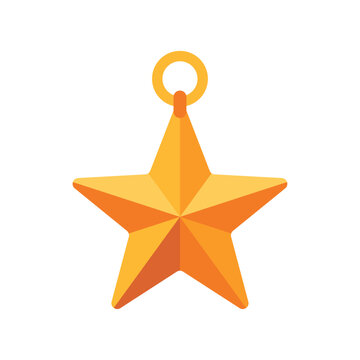 Hanging star icon with faceted five-point ornament, flat illustration