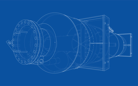 jet engine blueprint illustration. Vector