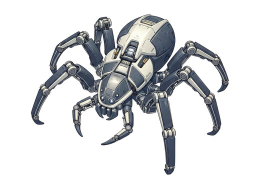 Mechanical spider robot with metallic body parts