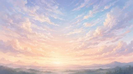 Obraz premium Abstract colorful sky background with pastel shades and a soft glowing horizon