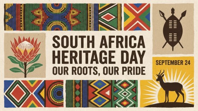 South Africa Heritage Day colorful cultural design collage
