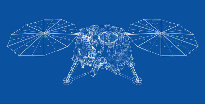 lunar lander blueprint illustration. Vector