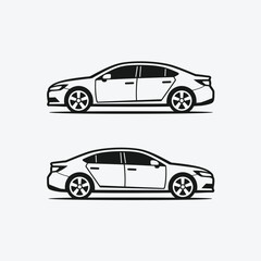 Fototapeta premium Modern car vector illustration, side view of a sleek sedan sedan or passenger vehicle, minimalist style design.