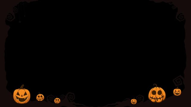 Halloween celebration frame animation with pumpkins and flying bats