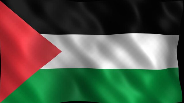National flag of palestine waving in the wind. 4K Video