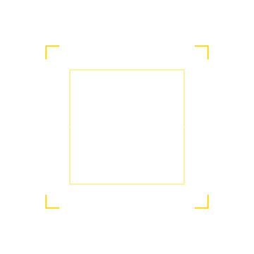 Object detection camera viewfinder HUD interface frame in yellow vector outline.