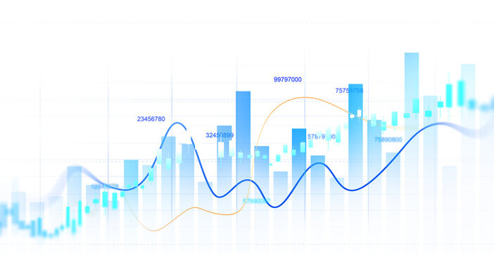 transparent financial market background with glowing blue candlestick charts, rising stock market trends, investment data and digital trading graphs.	
