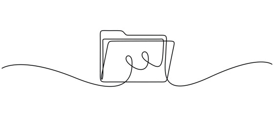 Obraz premium File folder continuous line art vector illustration for business document storage concept. Continuous line drawing of document folder vector illustration