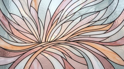 Fototapeta premium Radiating fan shaped stained glass design in soft pastel colors