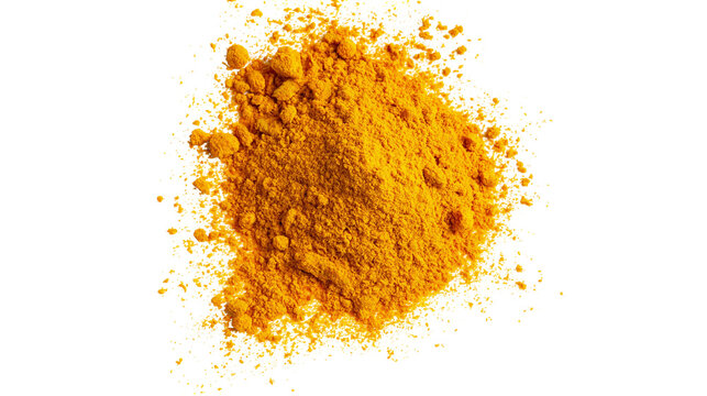Bright yellow turmeric powder pile with fine granular texture