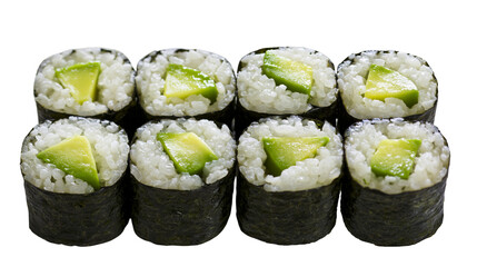 Fresh avocado maki sushi rolls with white rice and nori seaweed wrap © Asmud