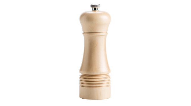Light brown wooden pepper mill grinder with metal top screw