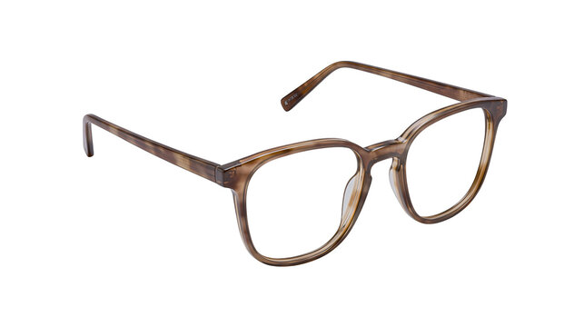 Brown tortoiseshell pattern plastic frame eyeglasses with clear lenses