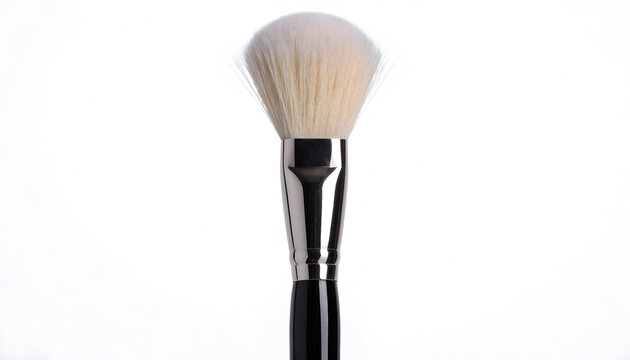Professional makeup brush with soft bristles isolated on clean white background for beauty products