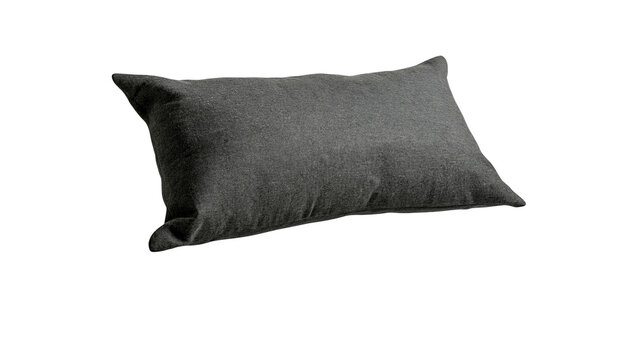Rectangular dark grey fabric throw pillow with soft textured surface