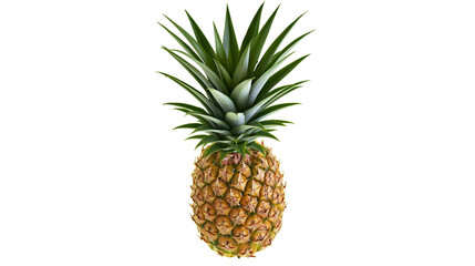 Fototapeta premium Fresh whole ripe pineapple with green spiky leaves