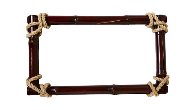 Dark brown bamboo frame tied with natural jute rope corners