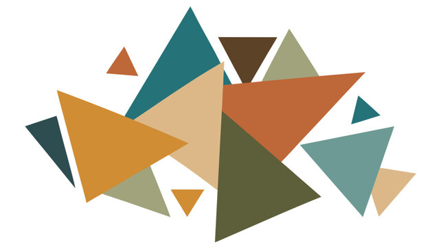 Abstract geometric background featuring overlapping triangles in muted earth tones with teal accents, flat design pattern, modern minimal illustration for websites posters and print projects