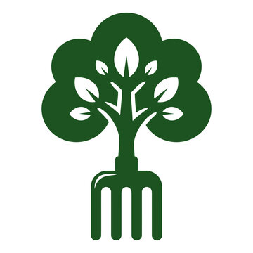 Green Tree Fork Logo Design Template For Environmental Agency