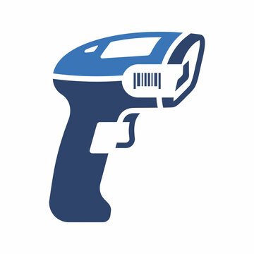 Handheld barcode scanner vector icon in blue tones
