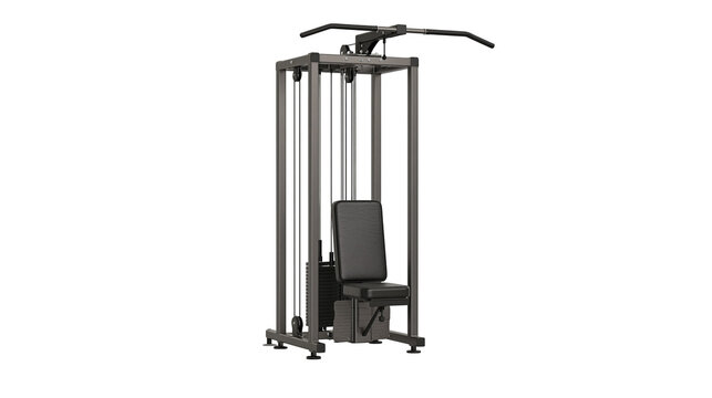 Professional lat pulldown cable machine with adjustable seat and weight stack