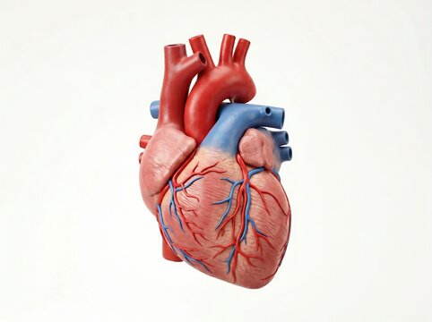 Anatomical human heart model isolated on white background for medical education and research