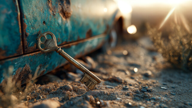 Lost Key on Rusty Car: Mystery and Forgotten Past