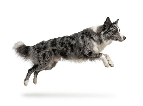 Border Collie Isolated on White Background. For pet care, dog breed, animal behavior, training, veterinary, animal adoption, dog breed education, pet products