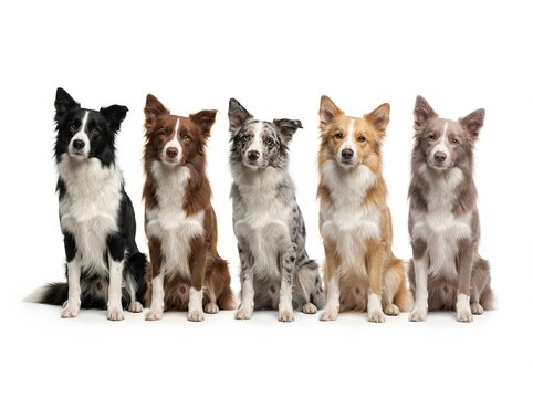 Border Collie Isolated on White Background. For pet care, dog breed, animal behavior, training, veterinary, animal adoption, dog breed education, pet products