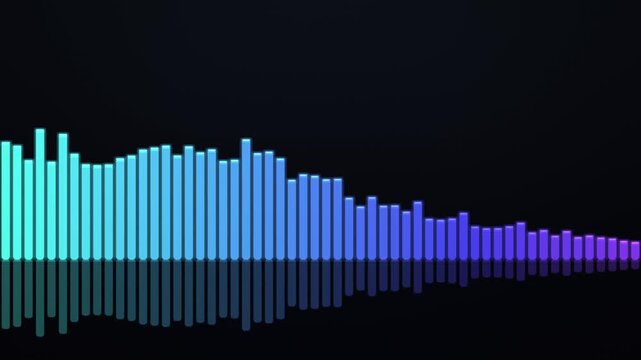 Teal spectrum bar audio visualiser pulsing to a steady beat on a dark Ground, seamless 4K loop