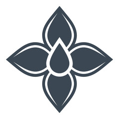 Dark gray fleur de lis symbol with white outline on plain background © Michael