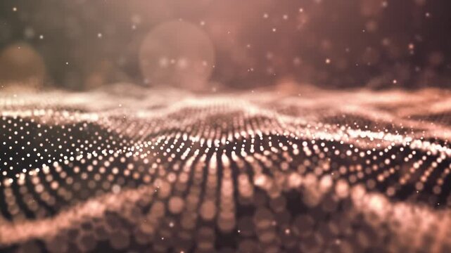 ゆっくりと波打つ光る粒子のウェーブ背景動画
