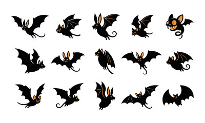Obraz premium Collection of cute cartoon bat illustrations for halloween decorations and spooky holiday graphic design projects