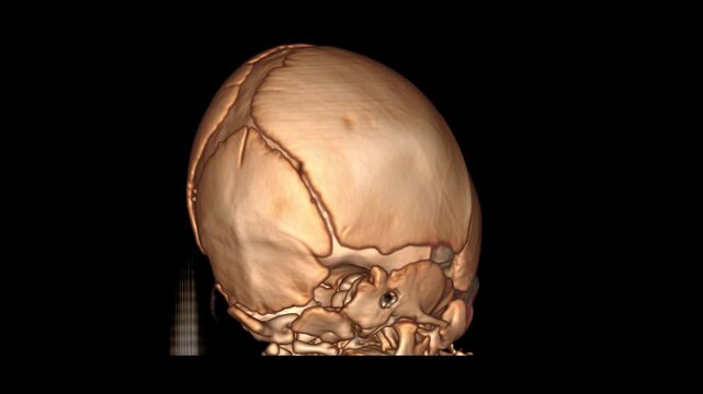 Detailed 3D Rendered Human Skull and Cranial Sutures