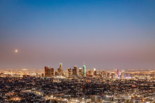 scenic view to Los Angeles by night