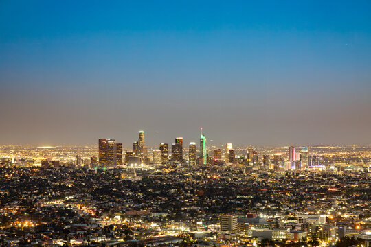 scenic view to Los Angeles by night