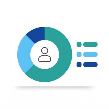 Close up infographic vector of a donut chart statistic module with legend and person symbol for HR dashboard and report design