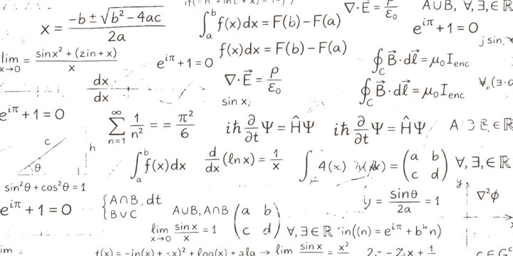 Handwritten advanced physics equations and mathematical formulas doodle seamless background vector illustration.