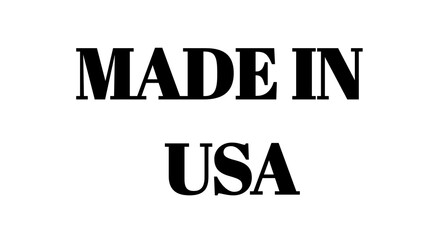 Made in USA text label isolated on white background for product manufacturing branding. © MdMajid