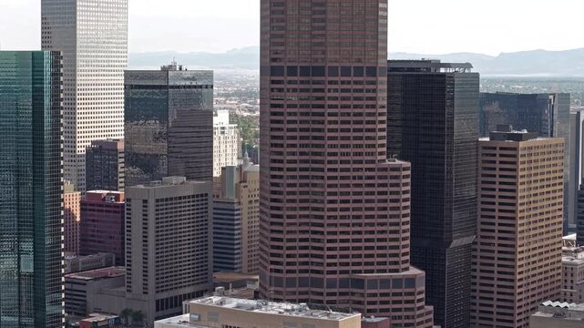 Drone Shot of Downtown Denver Colorado USA, Central Towers and Skyscrapers