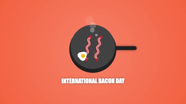 Bacon and Fried Egg Cooking in a Frying Pan Flat Design Animation