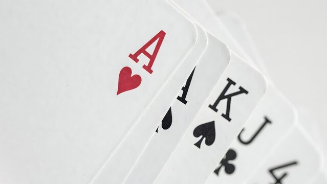 Playing Card Set Showing Ace, King, Jack, Queen, and Number Four