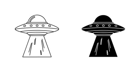 UFO Flying Saucer Icons, Alien Spaceship Vector Art, Extraterrestrial Craft Designs © SantoAli