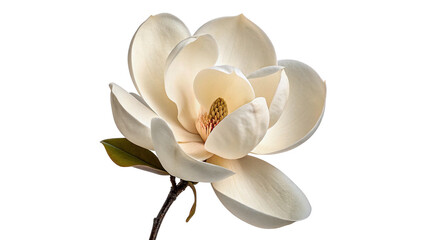 Exotic white magnolia flower blossom isolated on transparent background delicate tropical botanical element © James
