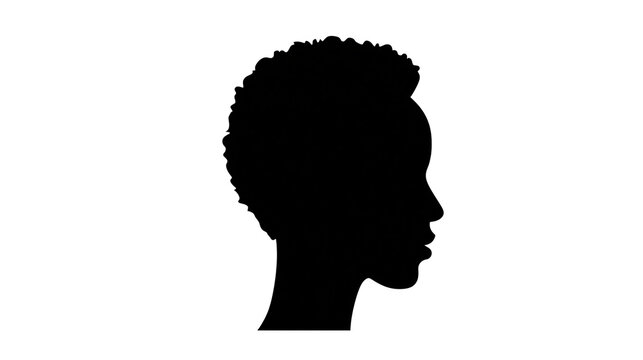Black silhouette profile of a person with short curly hair